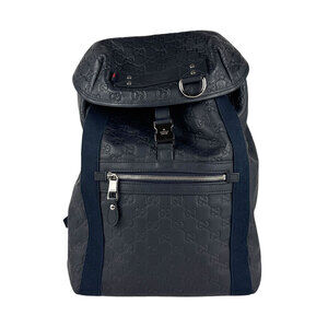 Gucci Guccissima Leather Backpack Navy Blue